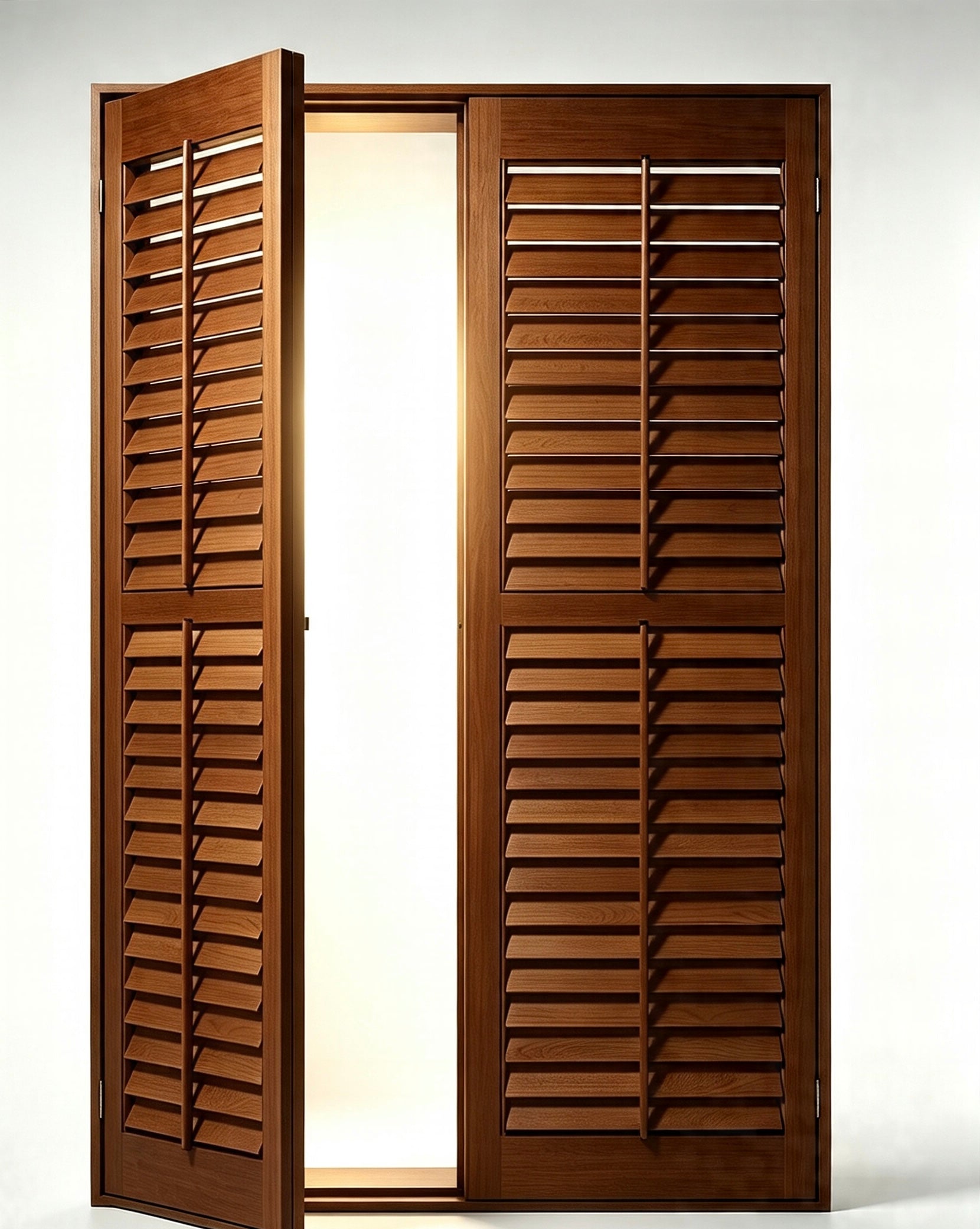Oak Wood Full-Height Shutter for Window