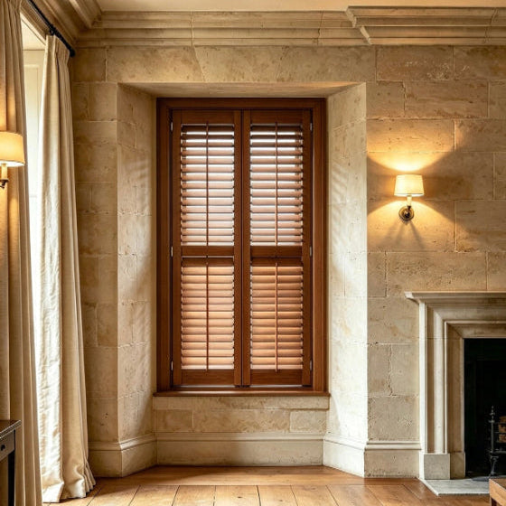 Oak Wood Full-Height Shutter for Window