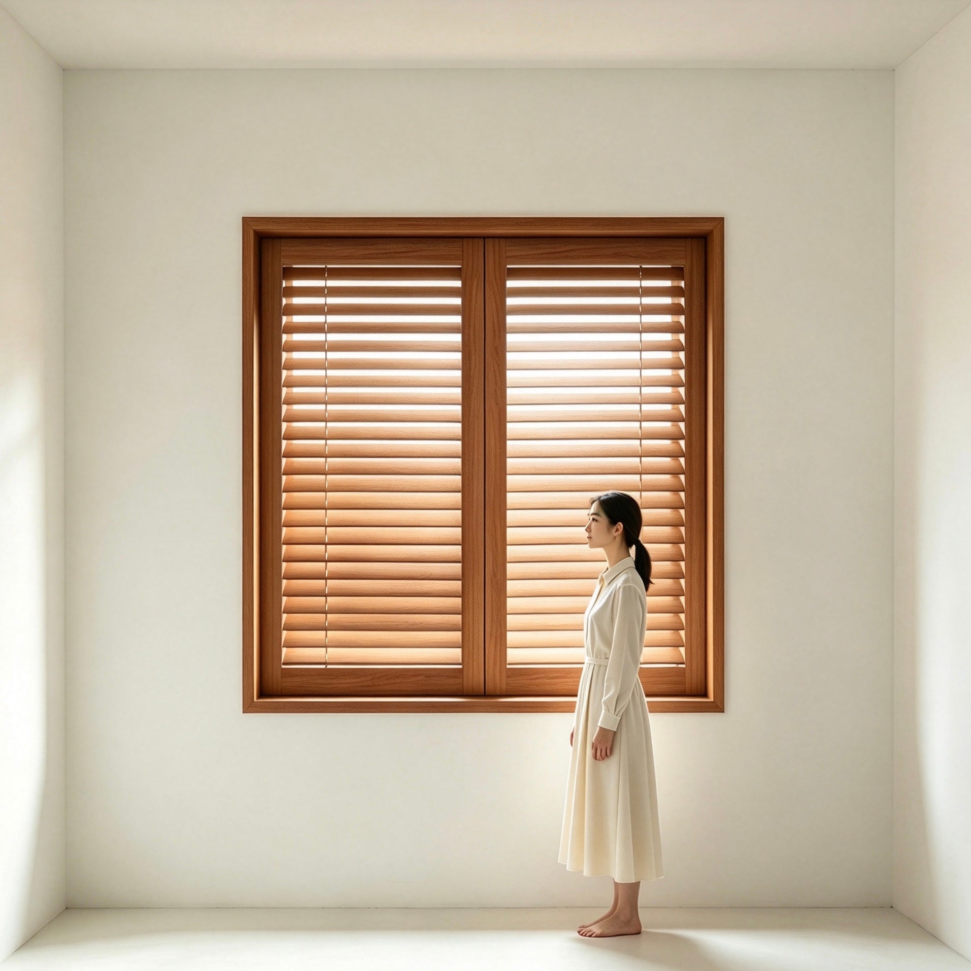 Oak Wood Full Height Window Shutter