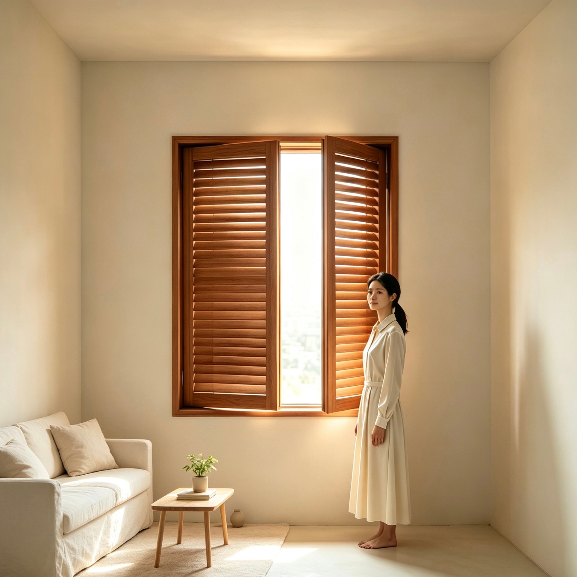 Oak Wood Full Height Window Shutter
