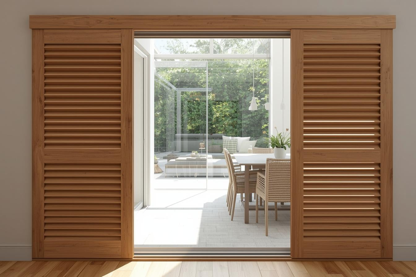 Oak Wood Sliding Shutter for Window